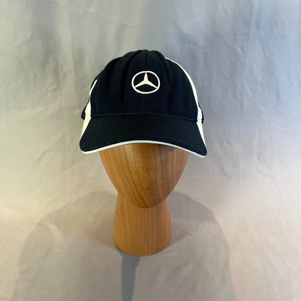 Mercedes-Benz Flexfit Baseball Cap Unisex OSFA Navy Blue White Logo Embroidered